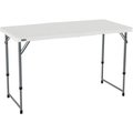 Lifetime Products Lifetime® Adjustable Height Plastic Fold-In-Half Table, 24" x 48", White 4428